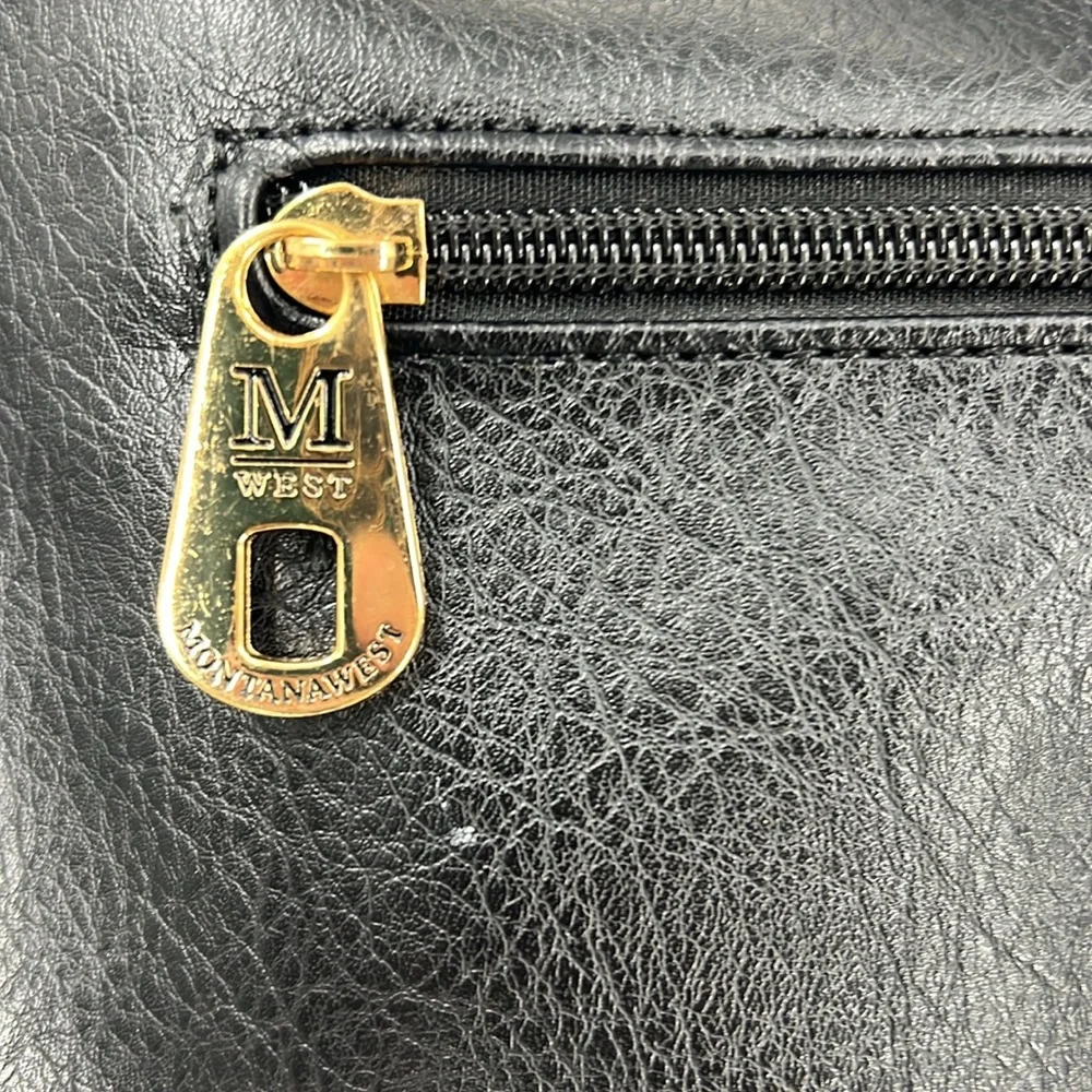 Montana West black leather, textured shoulder purse
